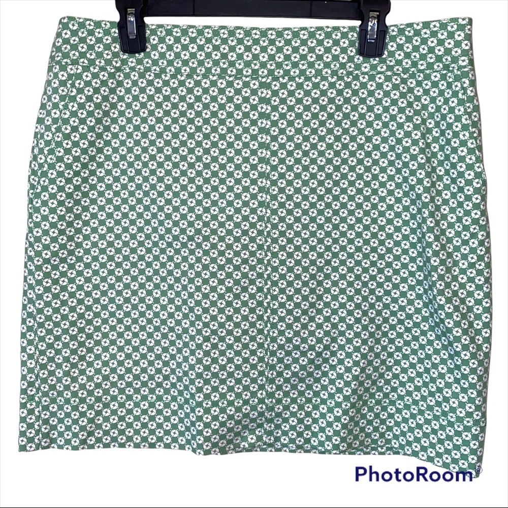 Talbots Green White Patterned Mini Skirt 14P
